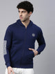 Men Dark BlueFront Open Sweatshirt