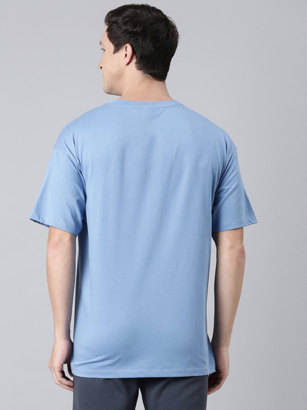 Fila Men Turquoise Blue Round Neck T-Shirts Over Sized Tee