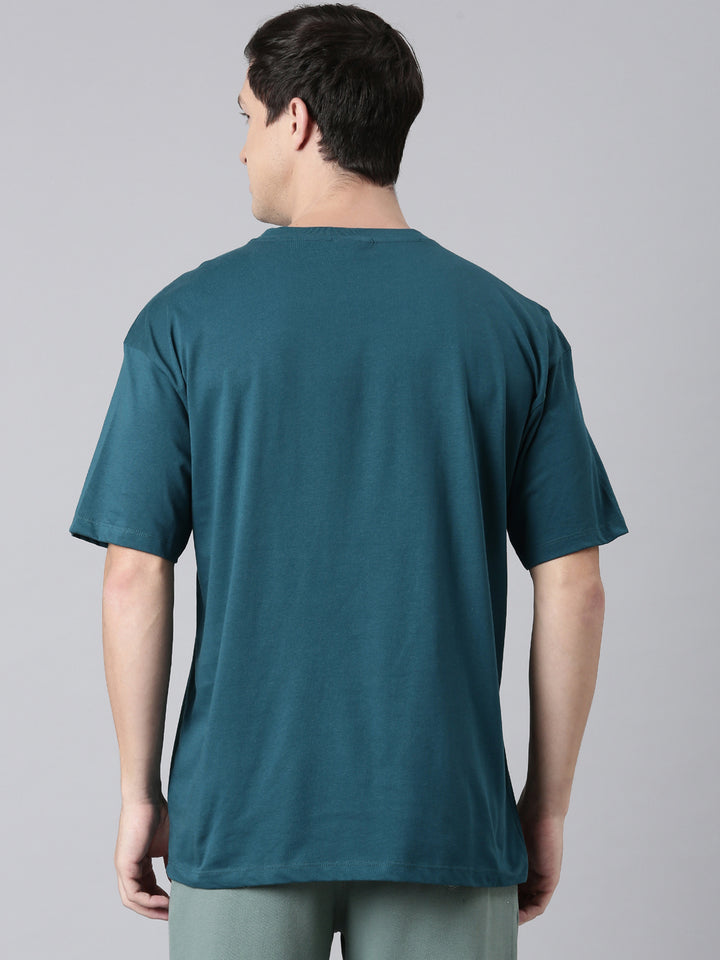 Fila Men Green Round Neck T-Shirts Over Sized Tee