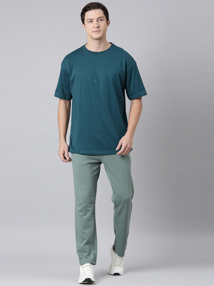 Fila Men Green Round Neck T-Shirts Over Sized Tee