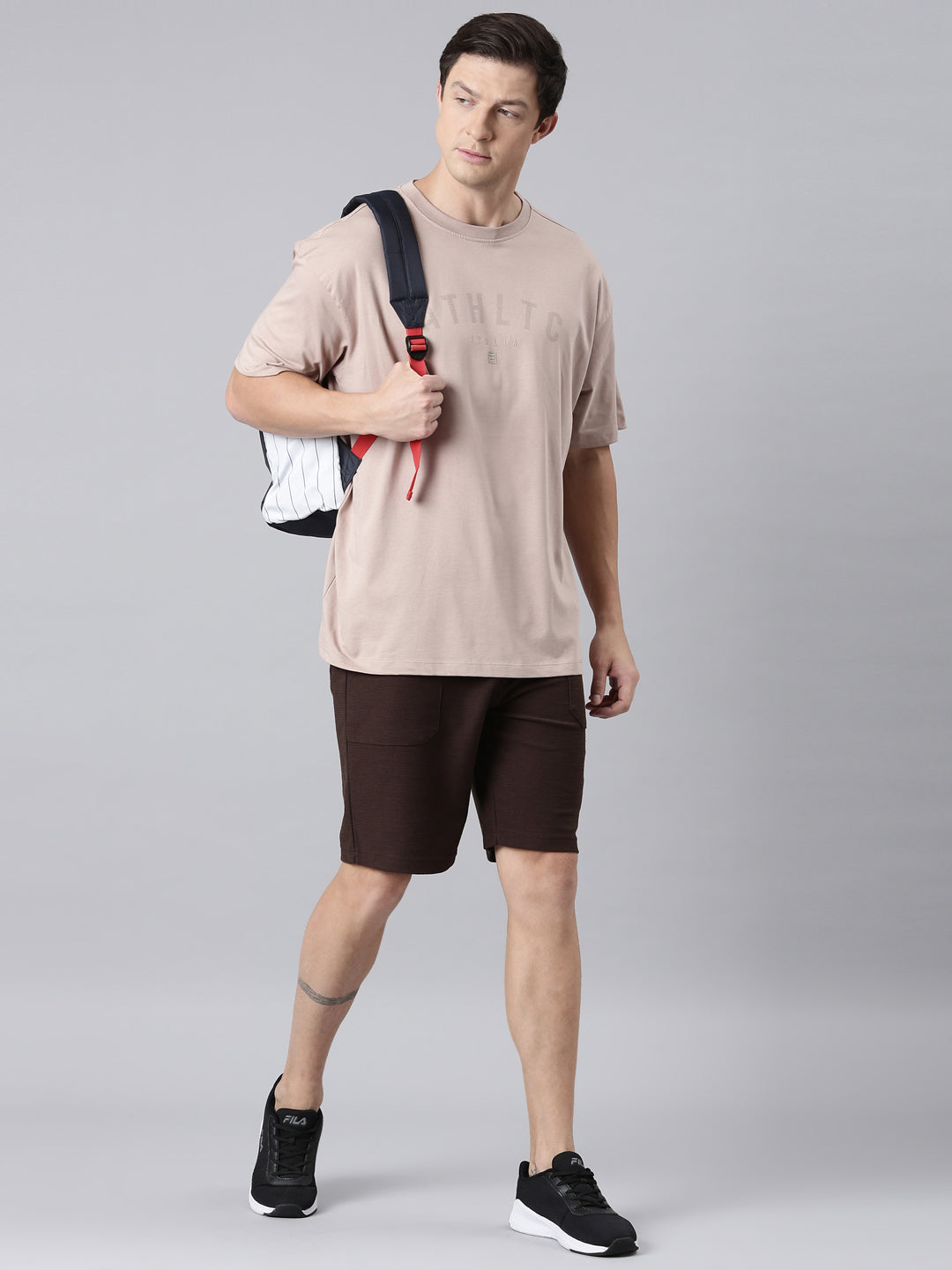 Fila Men Camel Brown T-Shirts Over Sized Tee
