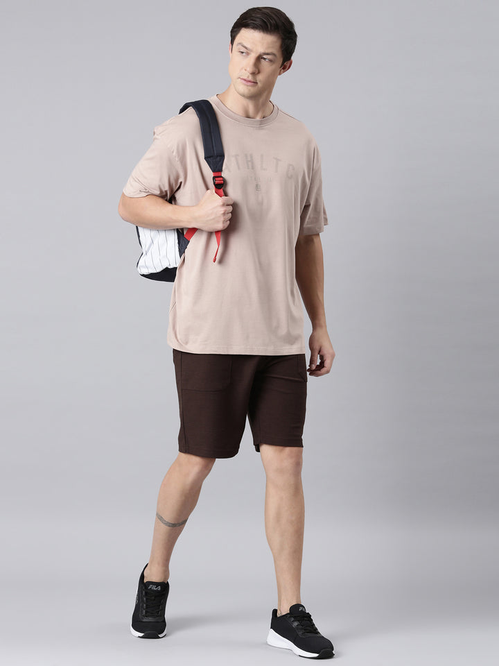 Fila Men Camel Brown T-Shirts Over Sized Tee
