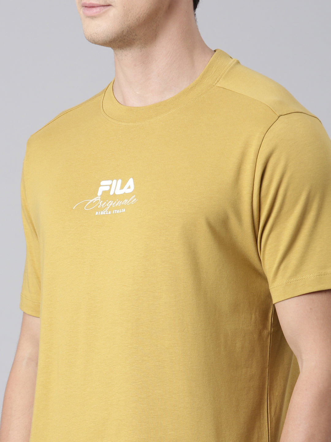 Fila Men Mustard Round Neck T-Shirts Regular Fit