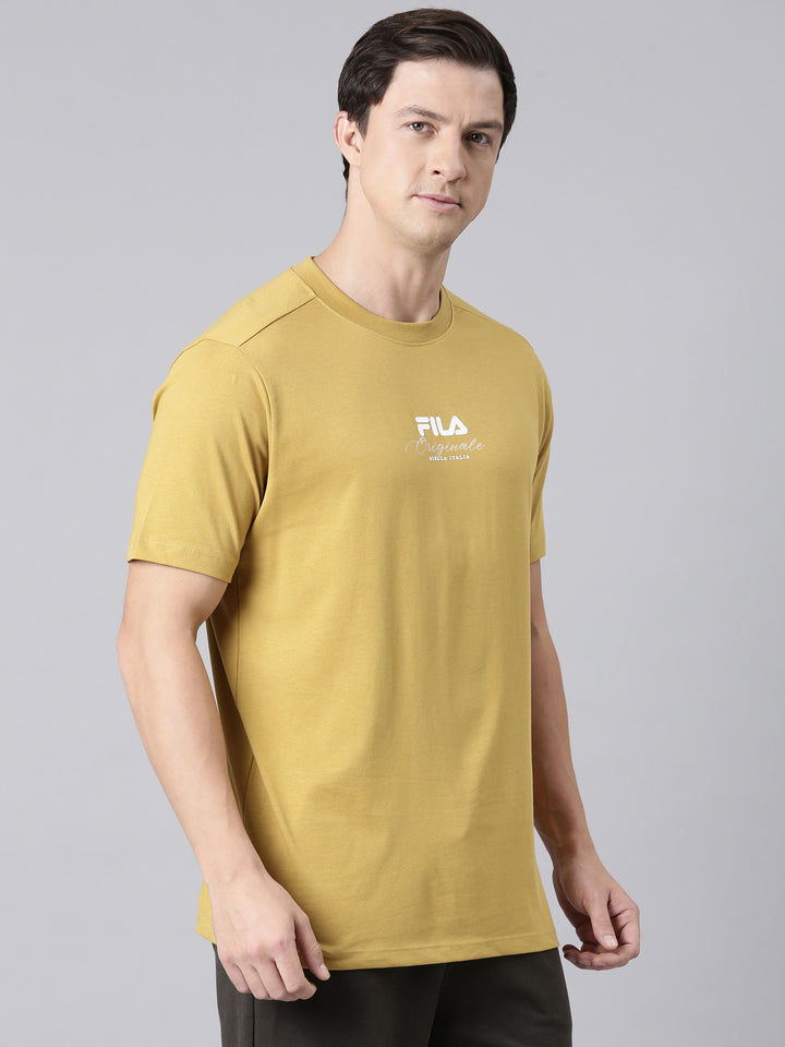 Fila Men Mustard Round Neck T-Shirts Regular Fit