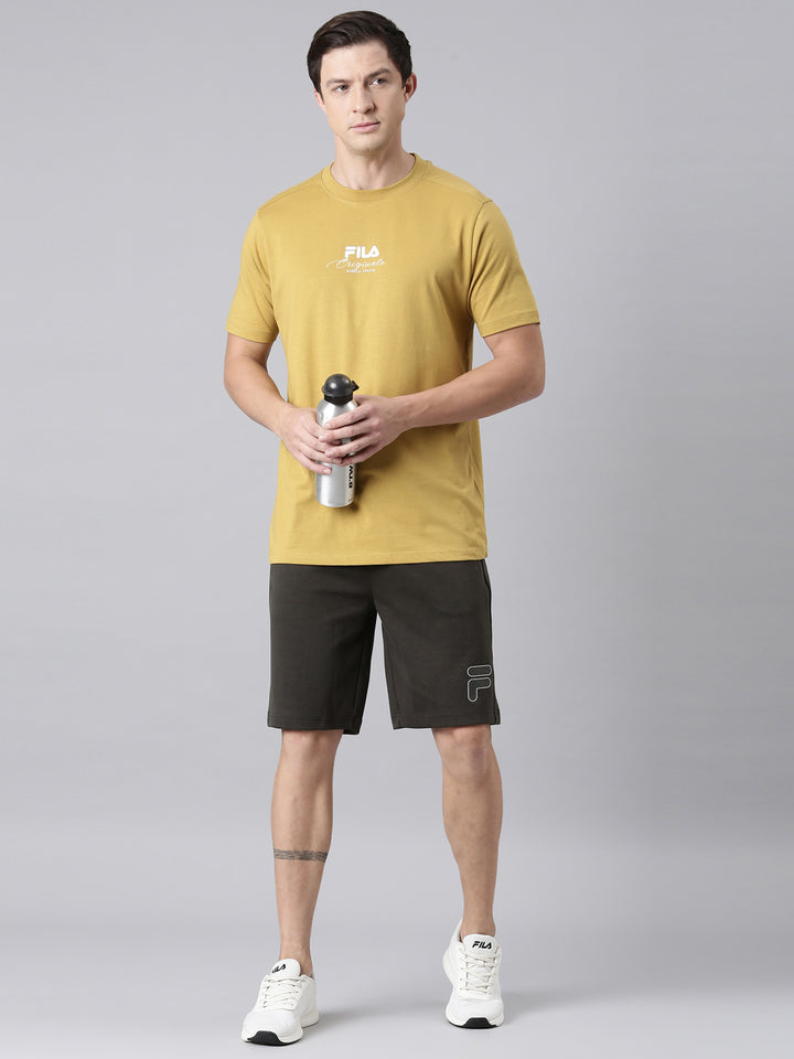 Fila Men Mustard Round Neck T-Shirts Regular Fit