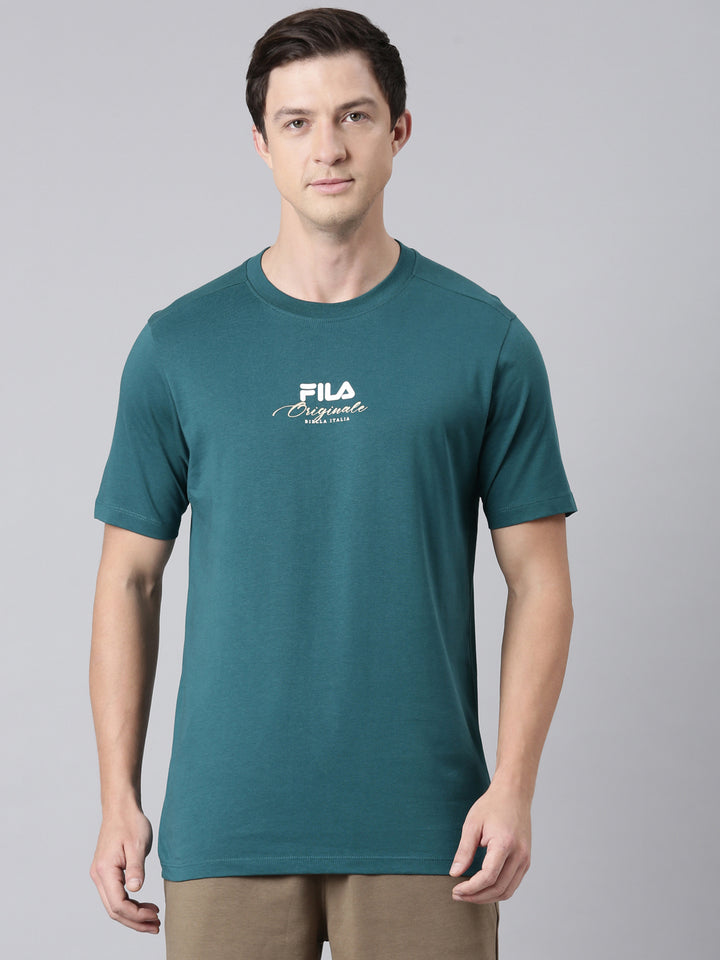Fila Men Lime Green T-Shirts Regular Fit