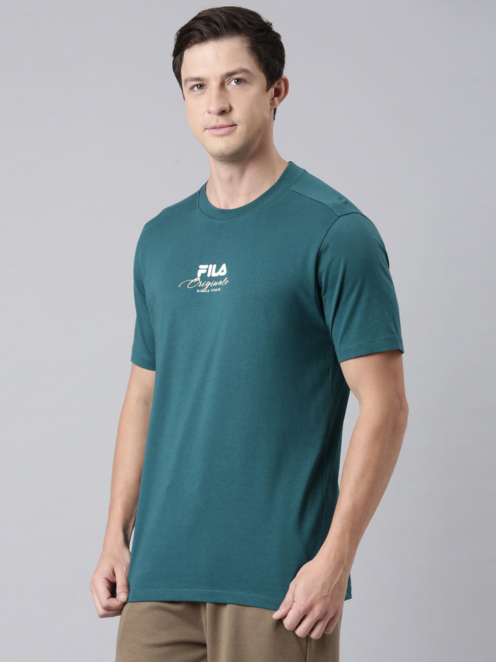 Fila Men Lime Green T-Shirts Regular Fit