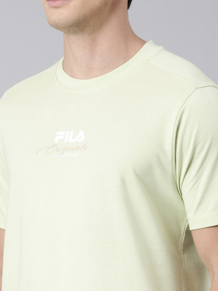 Fila Men Green Round Neck T-Shirts Regular Fit