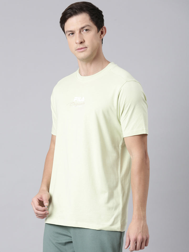 Fila Men Green Round Neck T-Shirts Regular Fit