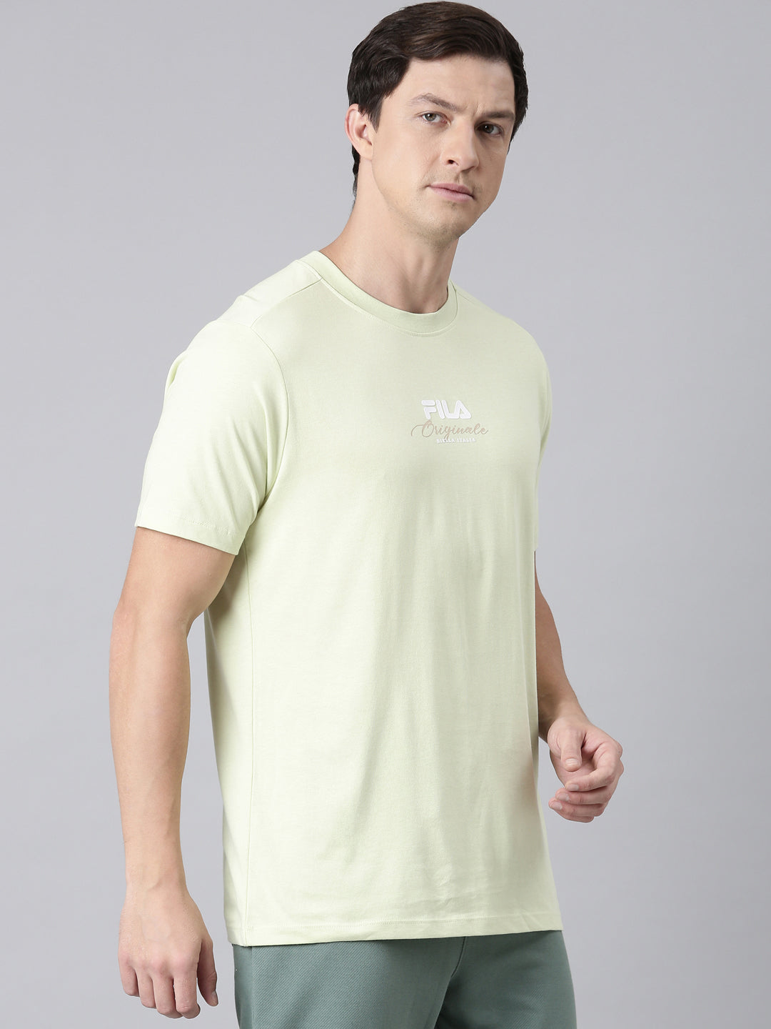 Fila Men Green Round Neck T-Shirts Regular Fit