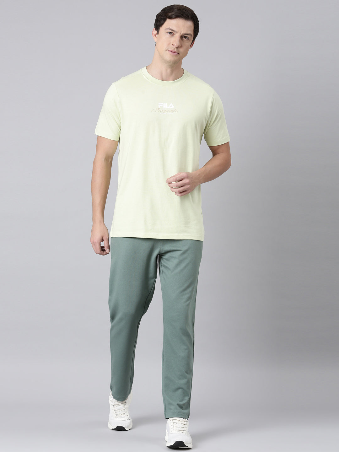 Fila Men Green Round Neck T-Shirts Regular Fit
