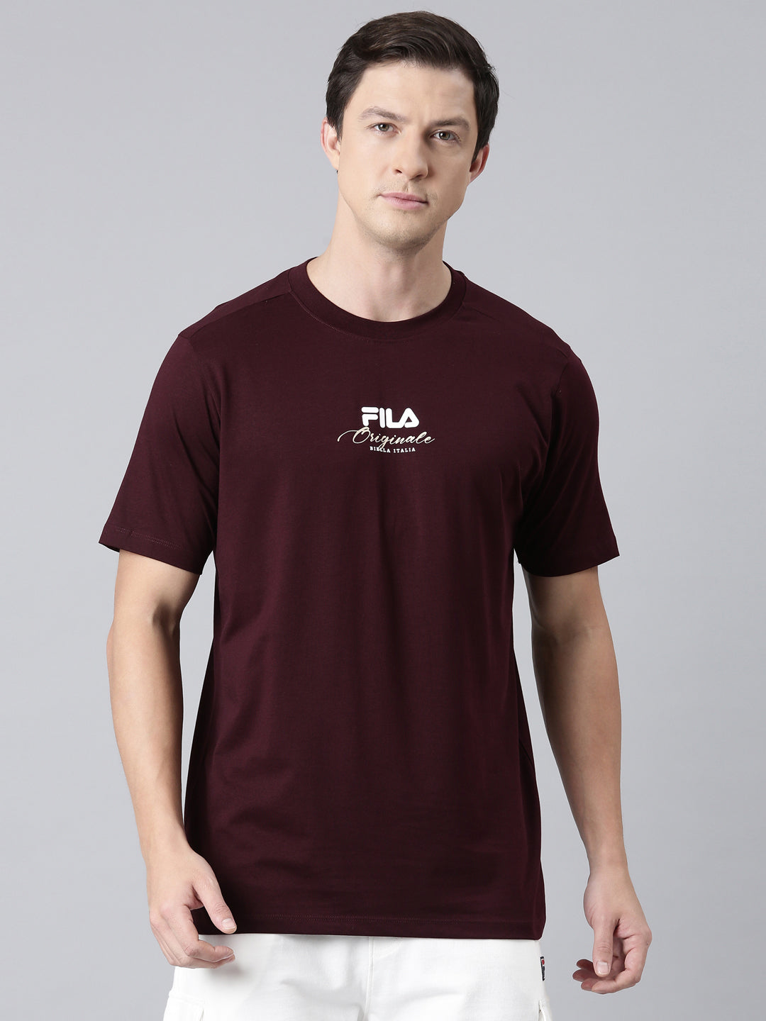 Fila Men Maroon T-Shirts Regular Fit
