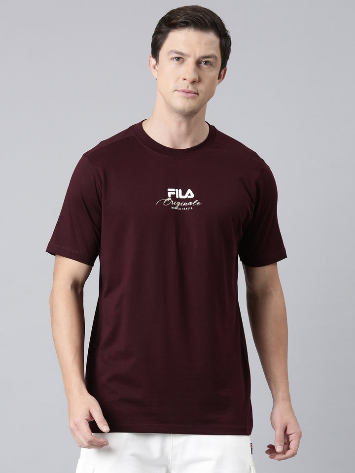 Fila Men Maroon T-Shirts Regular Fit