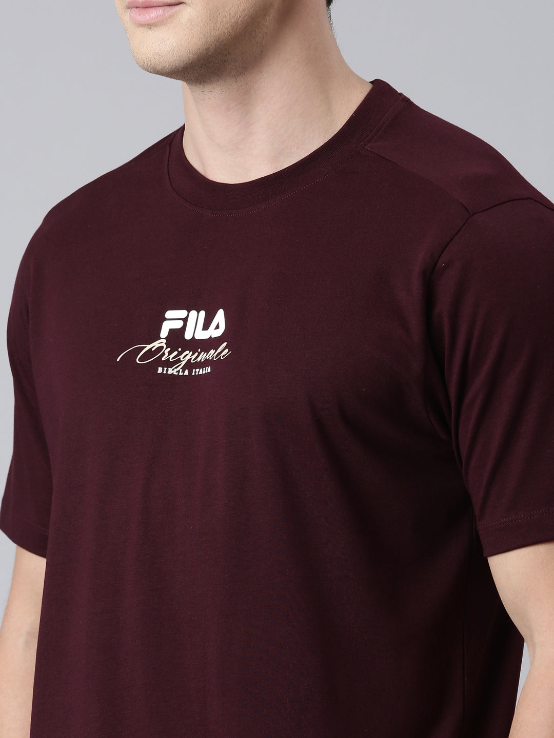 Fila Men Maroon T-Shirts Regular Fit