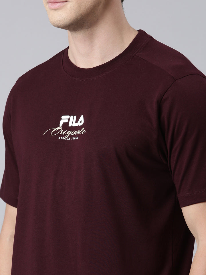 Fila Men Maroon T-Shirts Regular Fit
