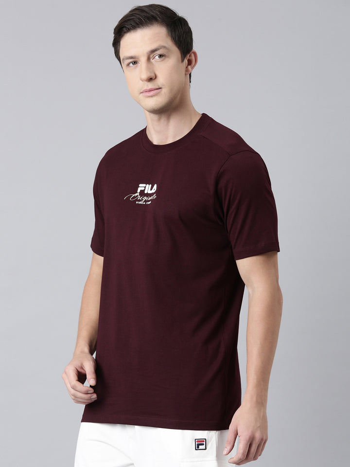 Fila Men Maroon T-Shirts Regular Fit
