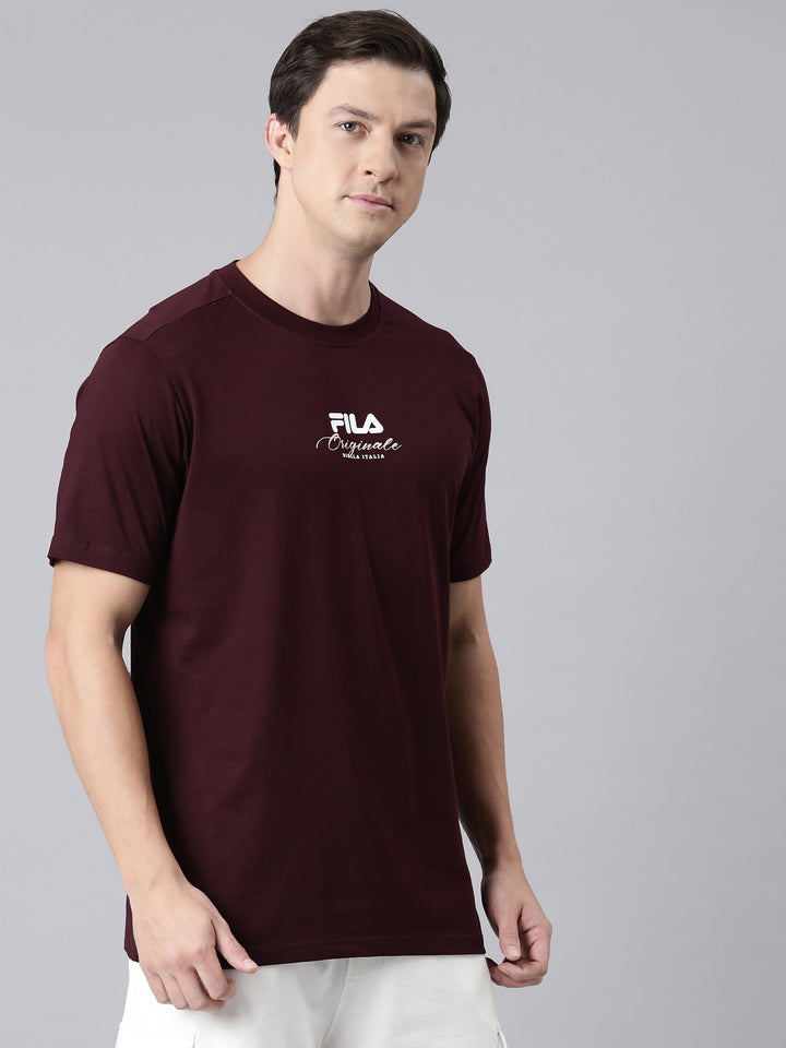 Fila Men Maroon T-Shirts Regular Fit