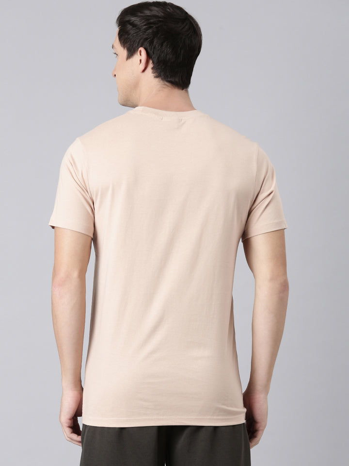 Men Camel Brown T-Shirts Regular Fit