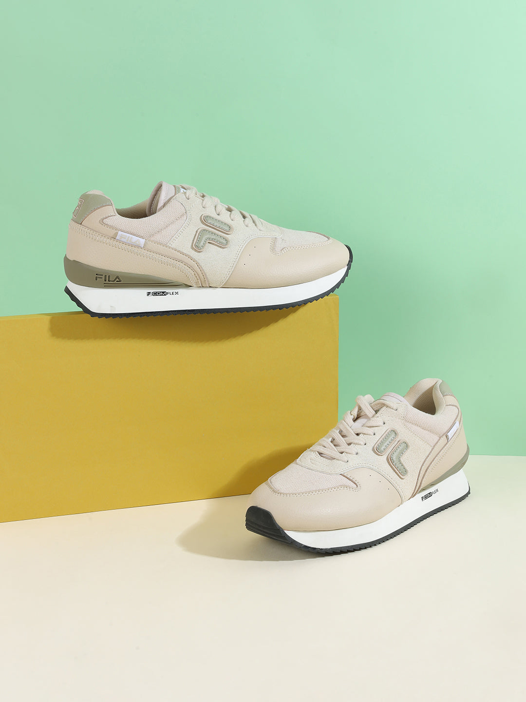 Fila Men Beige Retro-Jo Textile Shoes