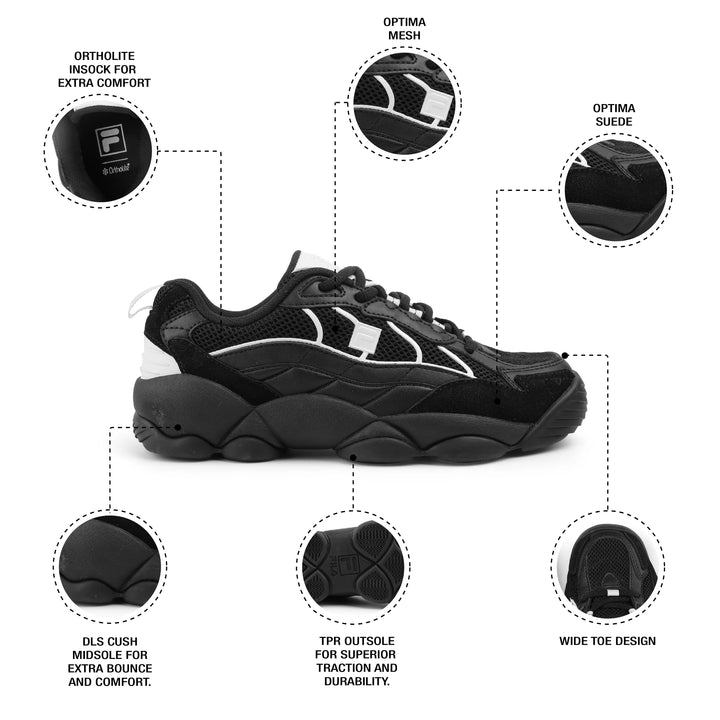 Fila Women Black Wavy Spaghetti Shoes
