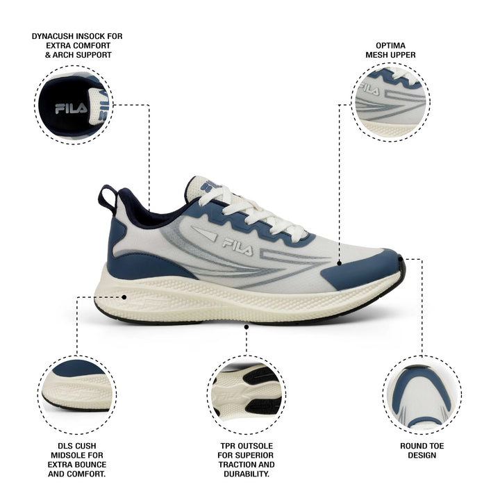 Fila Men White-Navy Tekno Shoes