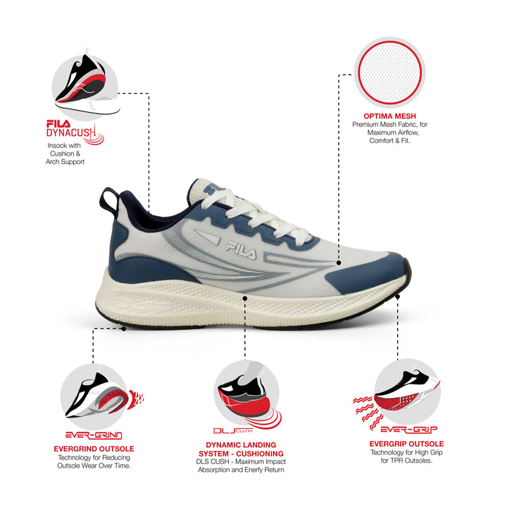 Fila Men White-Navy Tekno Shoes