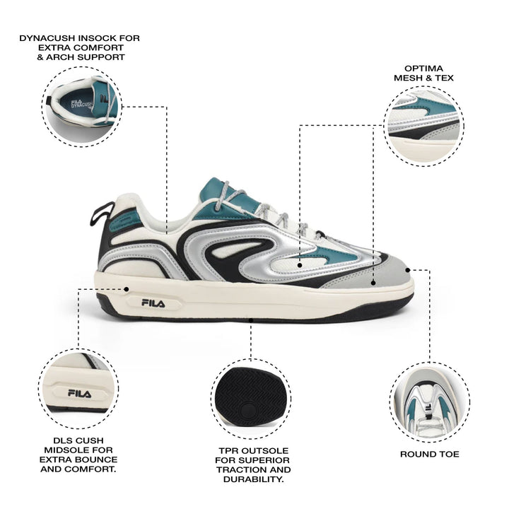 Fila Men White-Teal Dazer Shoes