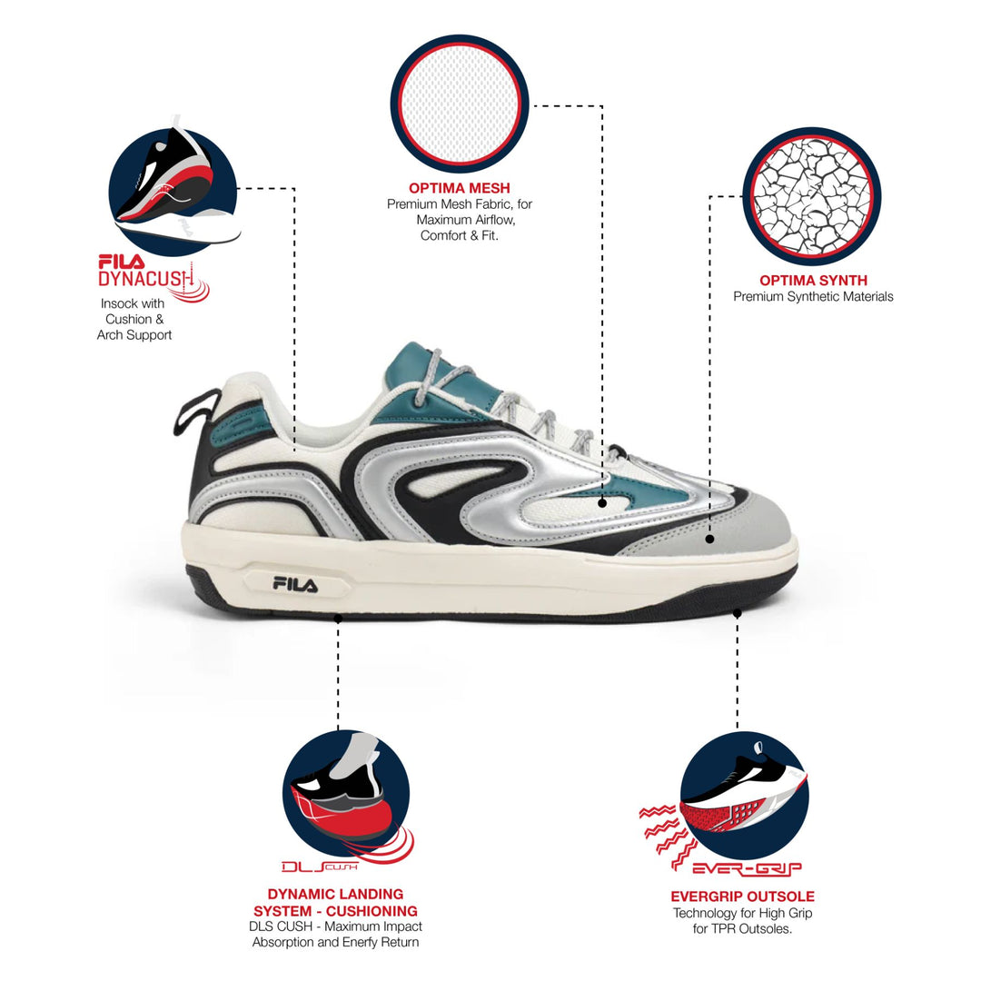 Fila Men White-Teal Dazer Shoes