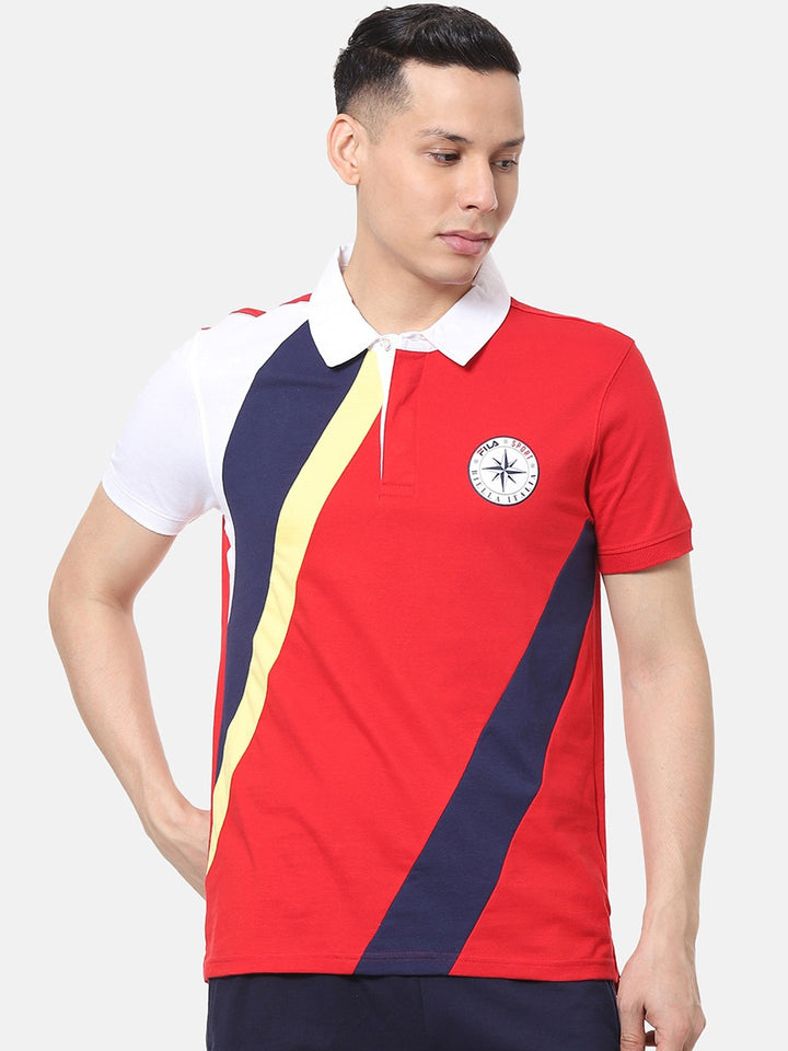 Fila White Biallaster Men's Cut and Sew Polo