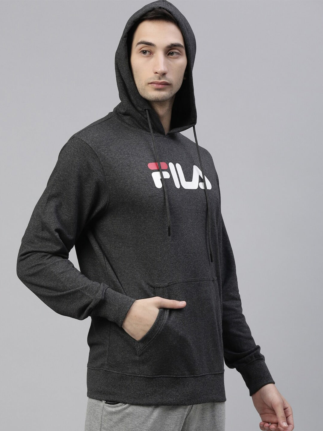 Fila Black Hornbill Men's Logo Hoodie