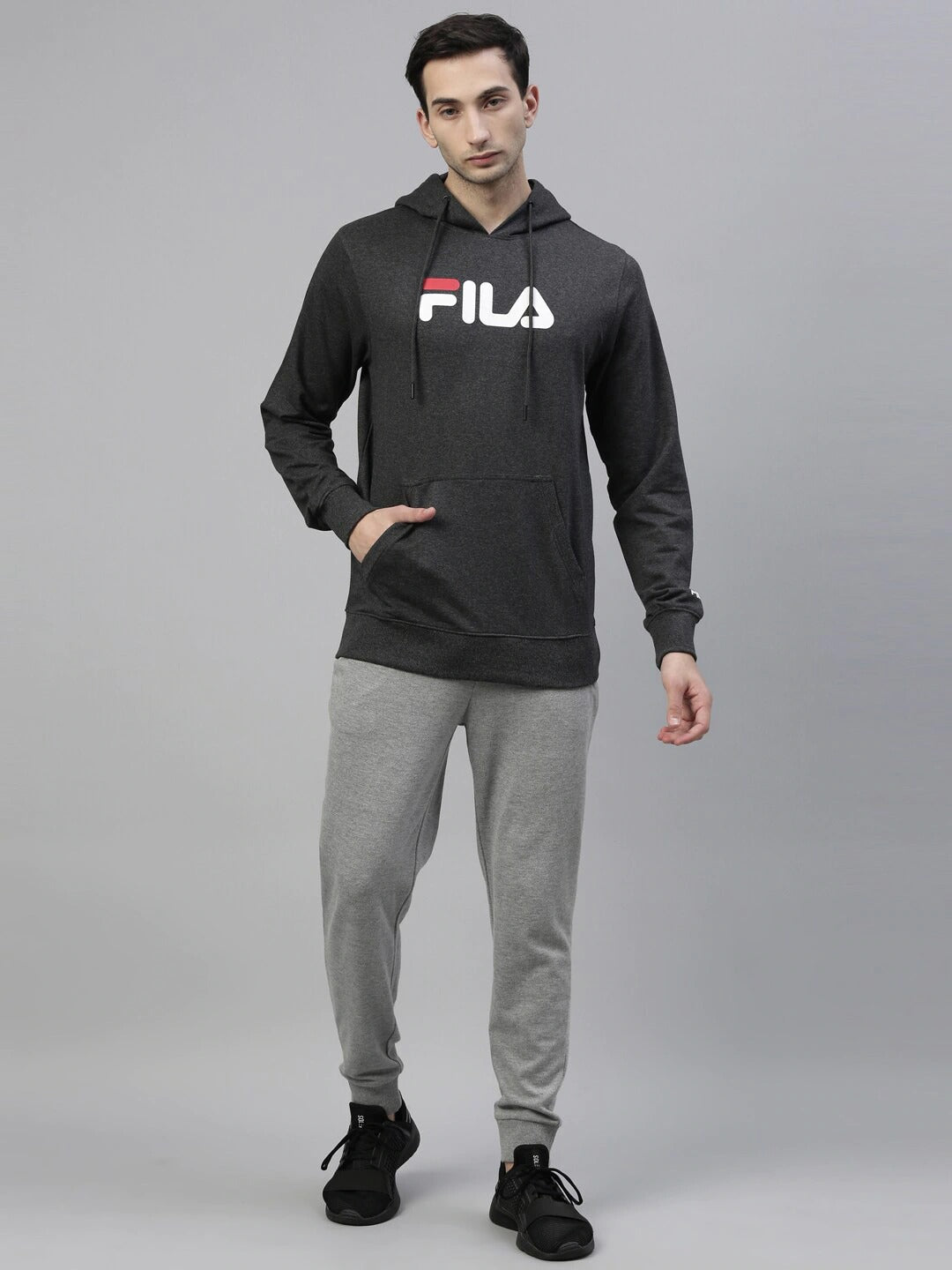 Fila Black Hornbill Men's Logo Hoodie