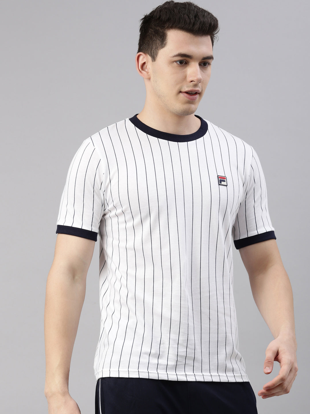 Fila Grey Deniz Men's Stripe T-Shirts