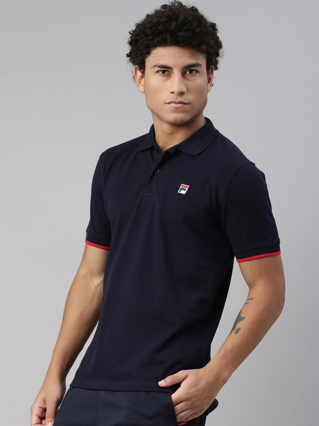 Fila White Custom Men's Solid Polo