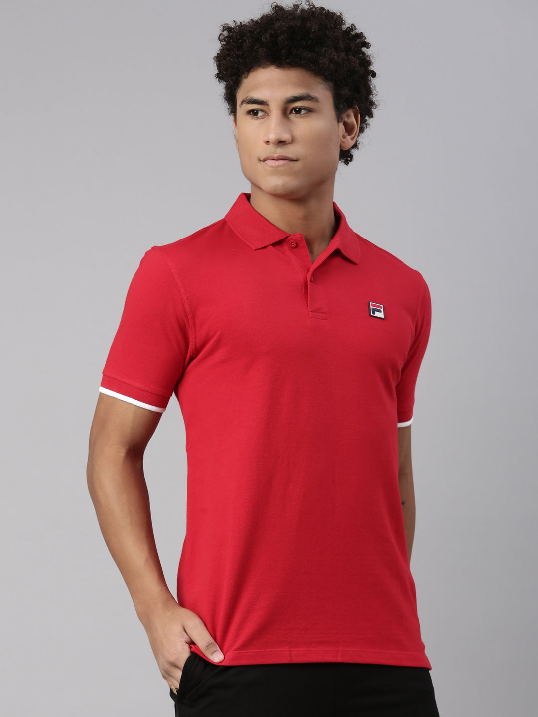 Fila White Custom Men's Solid Polo