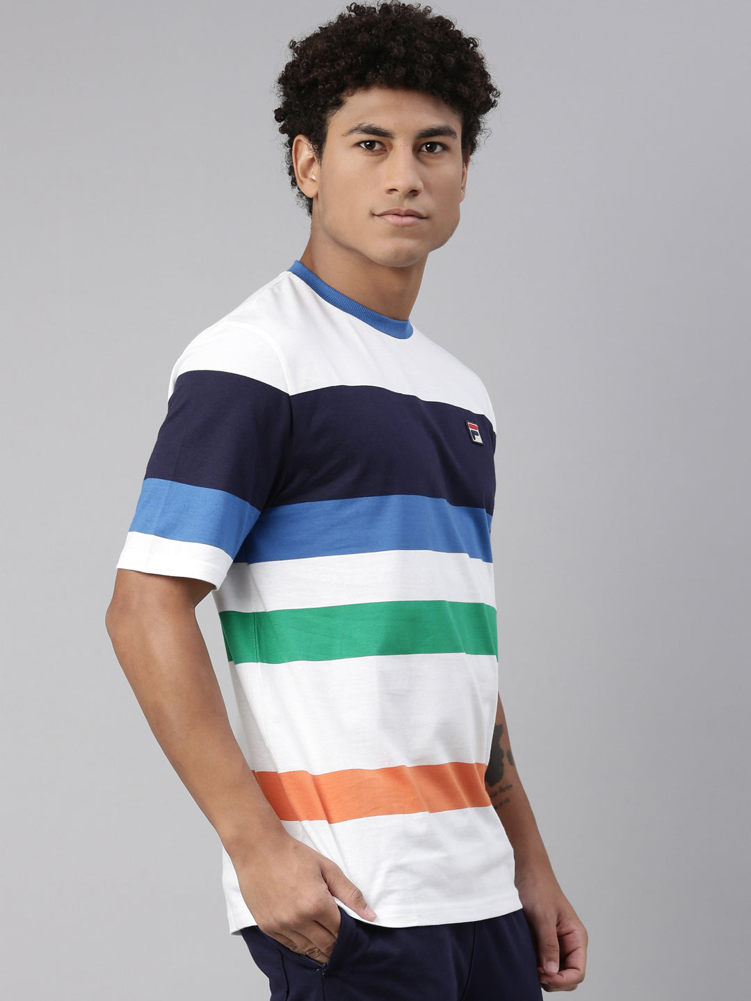 Fila White Slitter Men's Striper T-Shirt