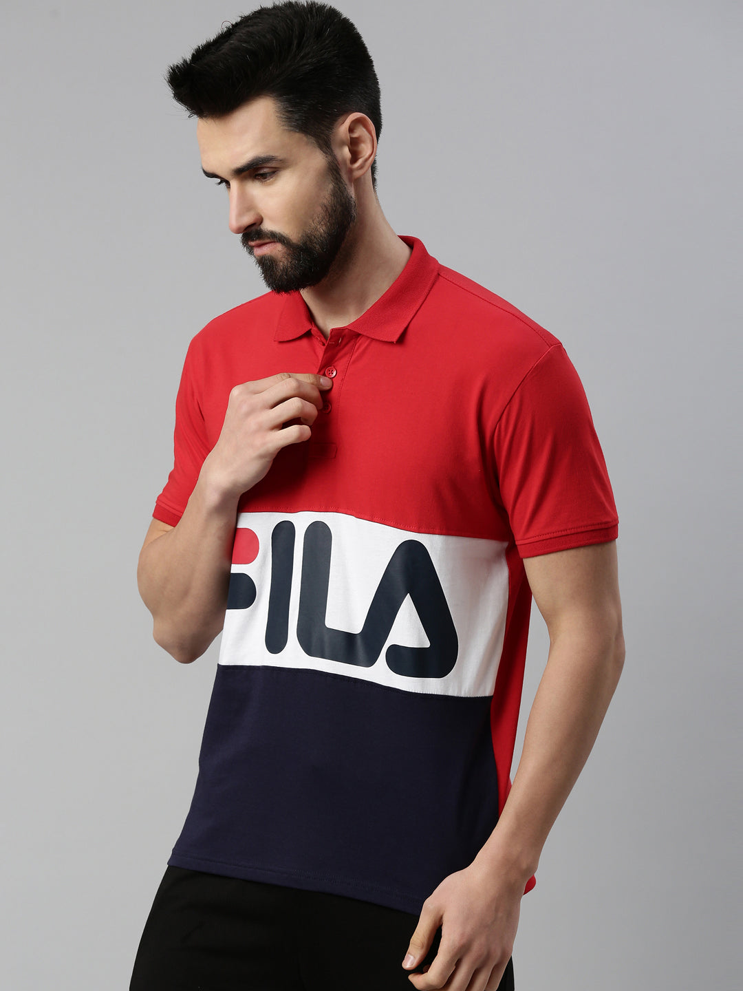 Fila Grey Robbie Men's Cut And Sew Polo