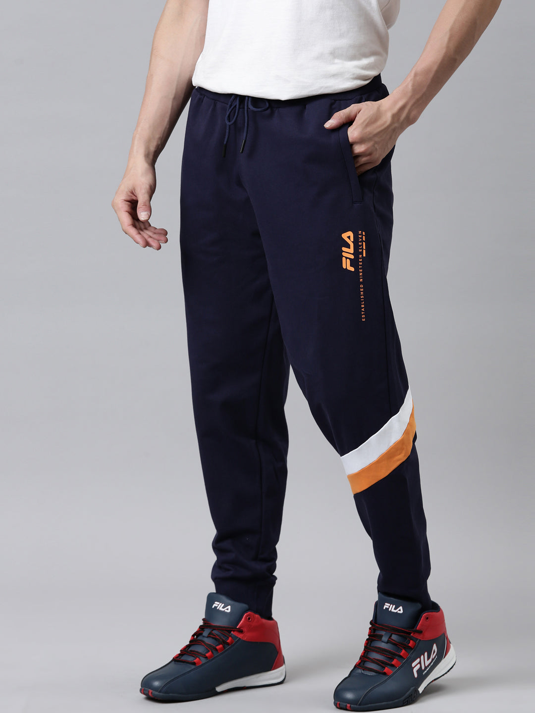 Fila White Aakarsh Men's Cut and Sew Track Pants