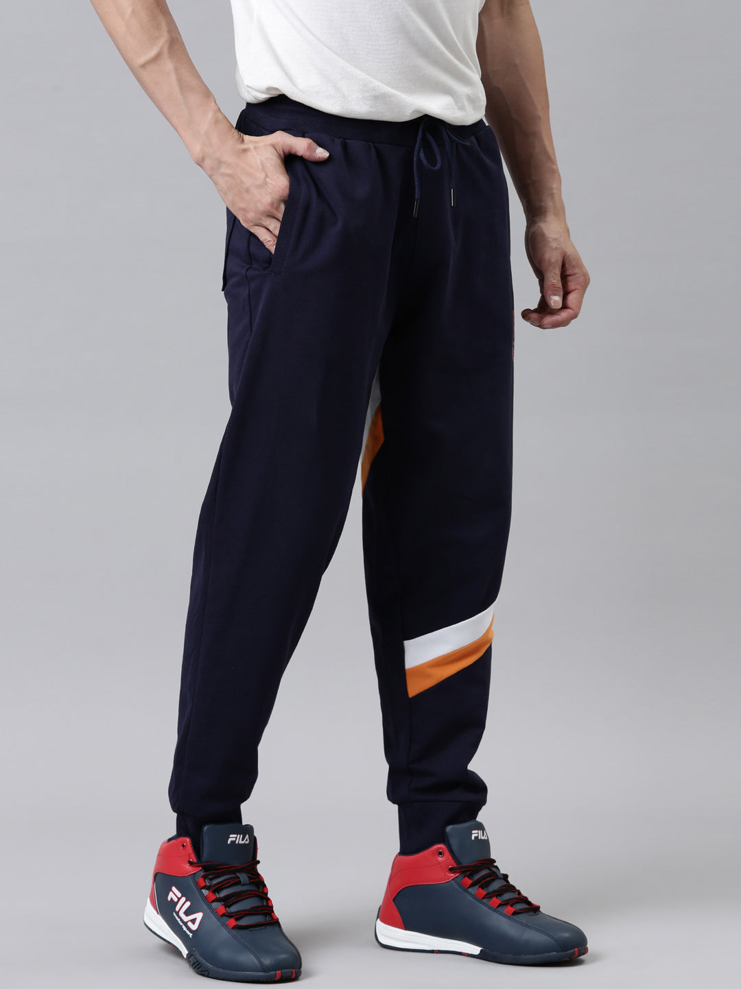 Fila White Aakarsh Men's Cut and Sew Track Pants