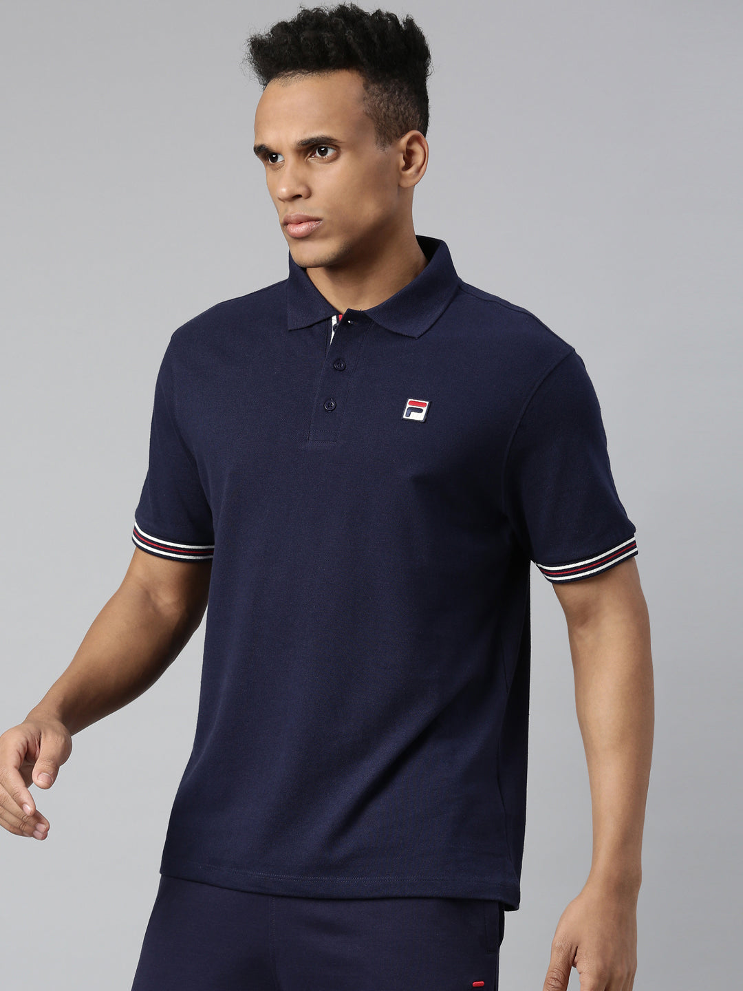 Fila Black Omari Men's Half Sleeve Polos