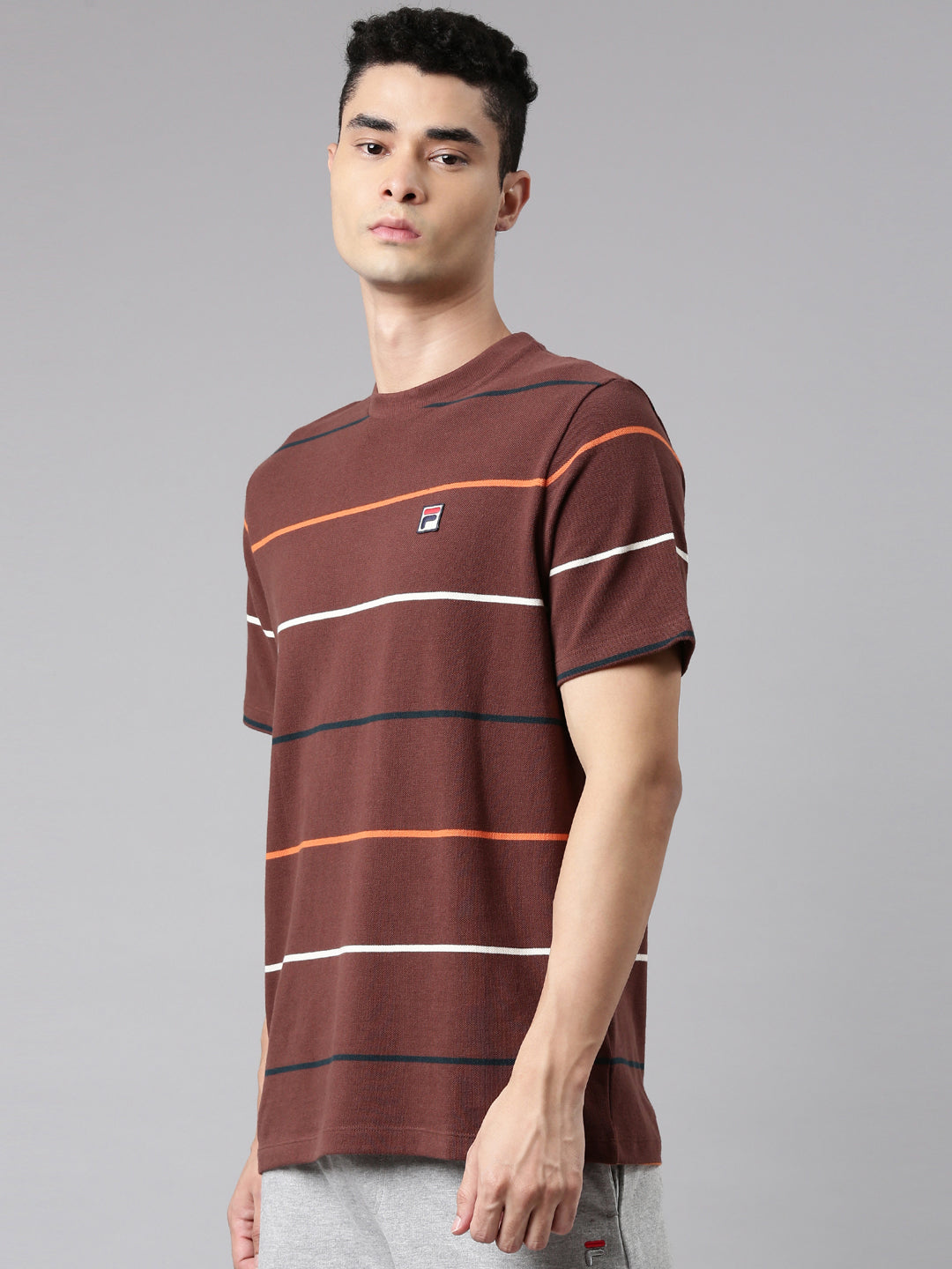 Fila Grey Thiago Men's Striper T-Shirt