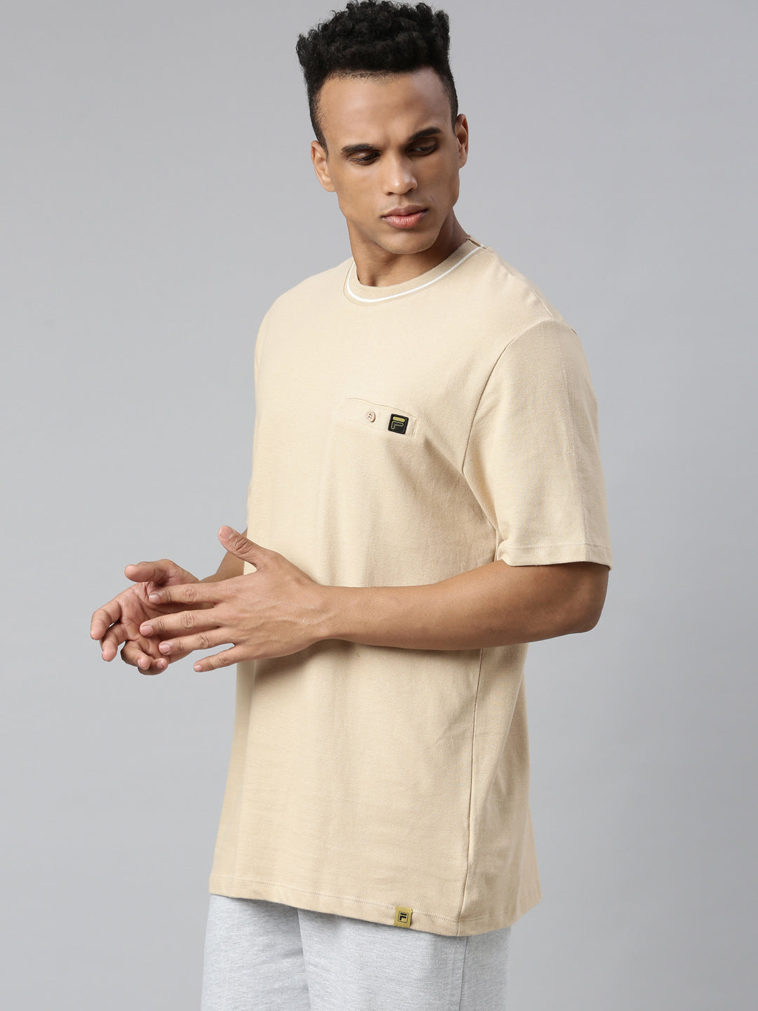 Fila Grey Tomba Tee Men's Half Sleeve T-Shirt