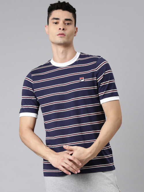Fila Peacoat Santiago Men's Striper T-Shirt