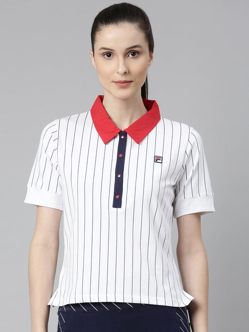 Fila Red Womens Bb1 Women's Striper Polos
