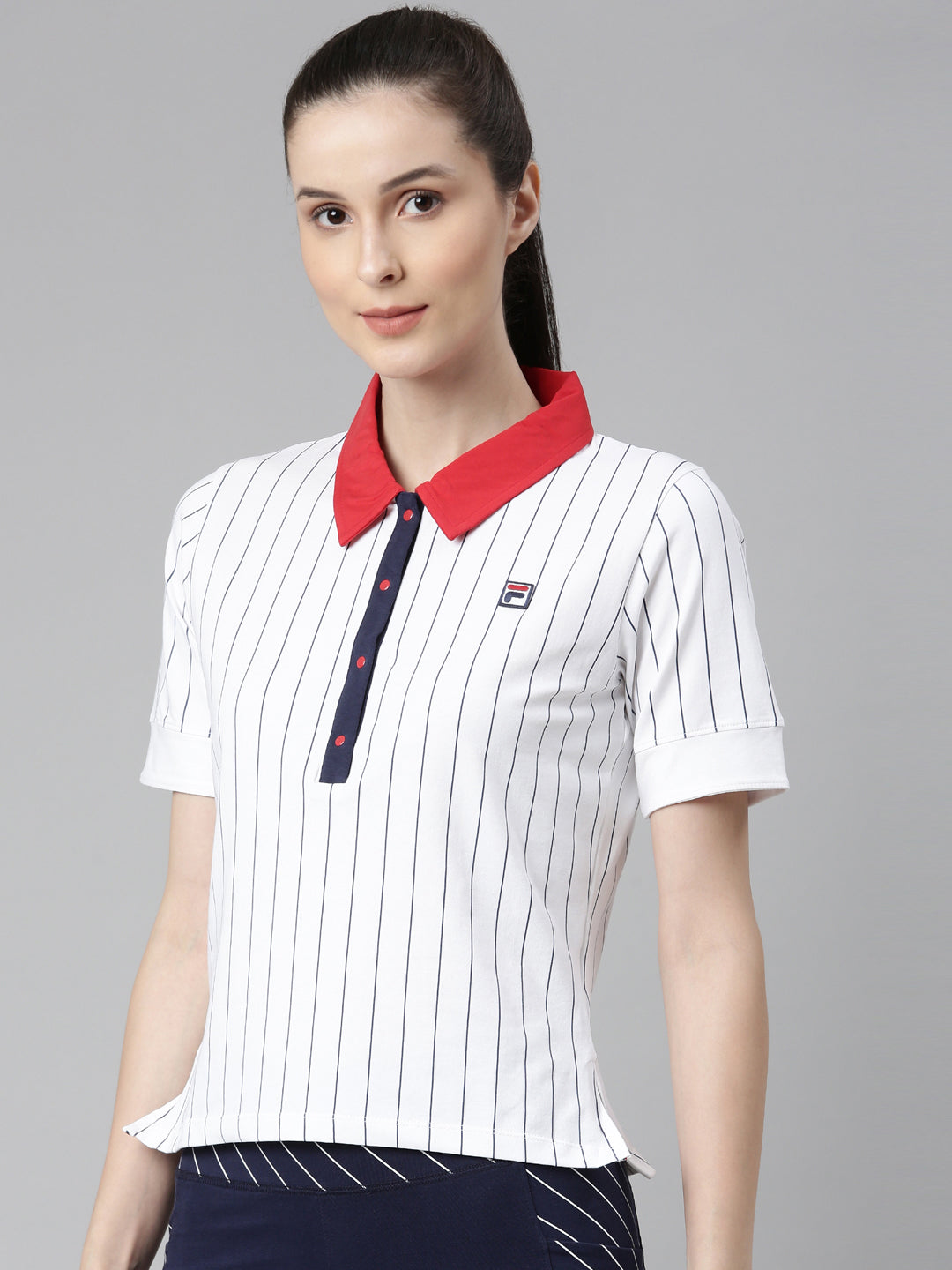 Fila Red Womens Bb1 Women's Striper Polos