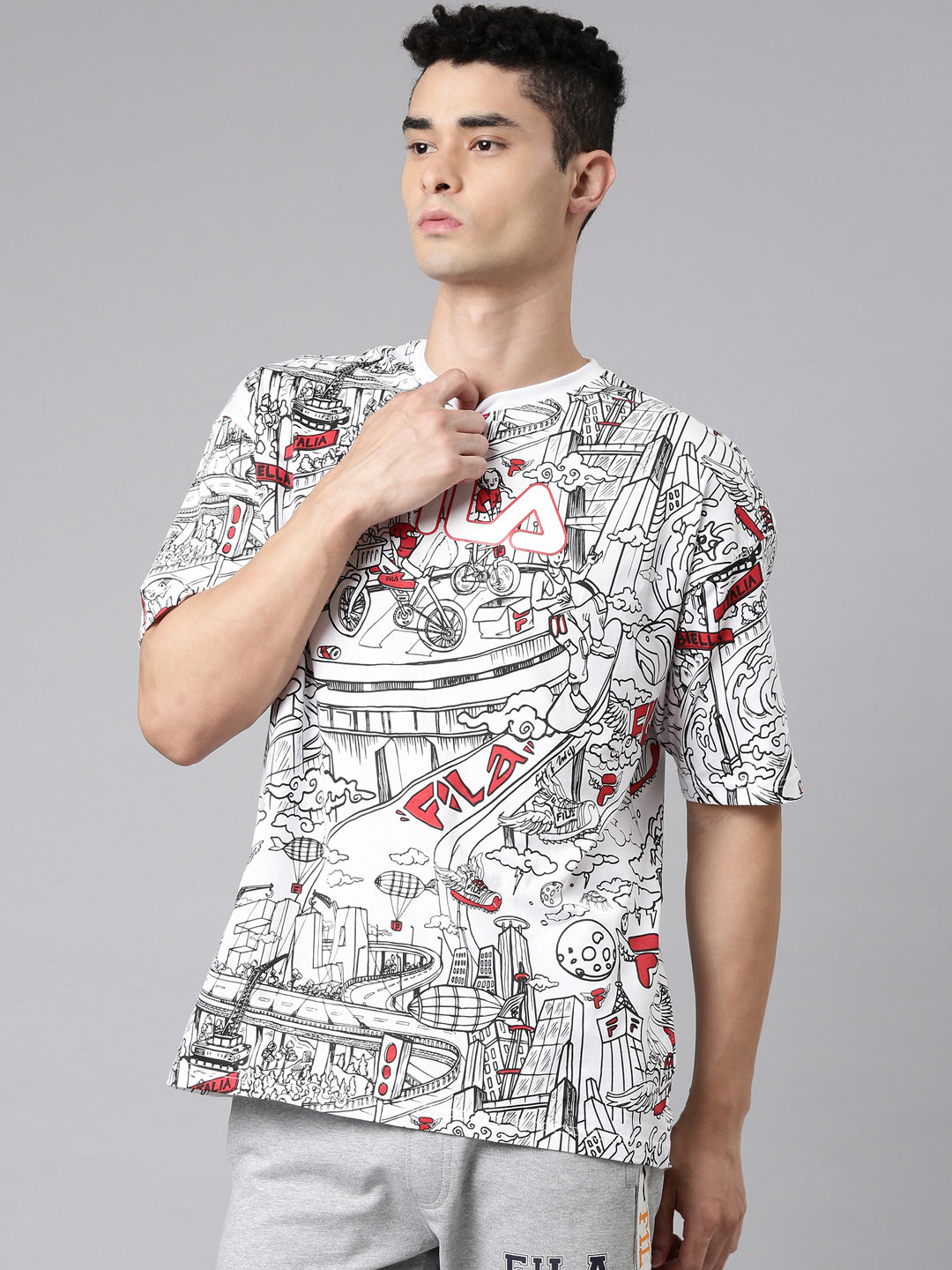 Fila Red Jadoy Men's Graphic T-Shirt