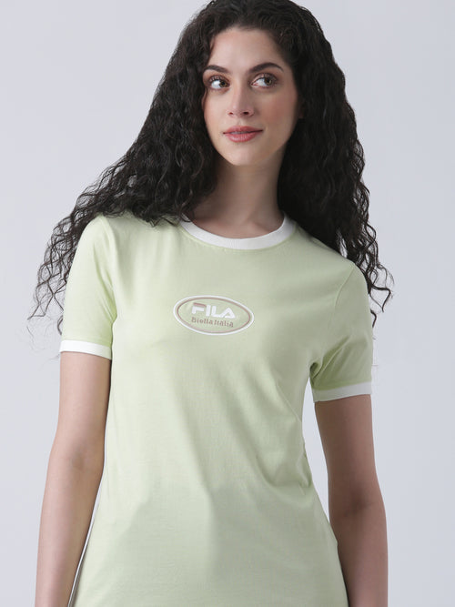 Fila Women Light Green T-Shirt Slim Fit