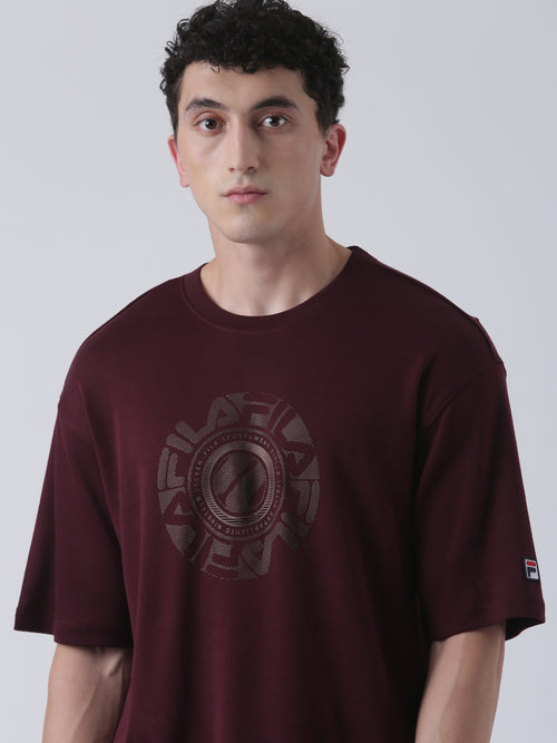Fila Men Wine T-Shirt Loose Fit