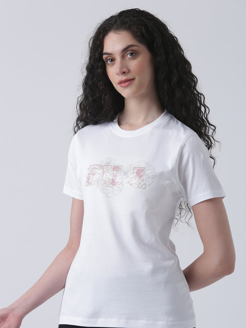 Fila Women White T-Shirt Relaxed Fit