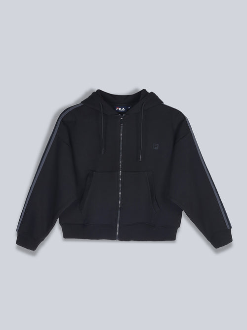 Fila Women Black Jacket Boxy Loose Fit