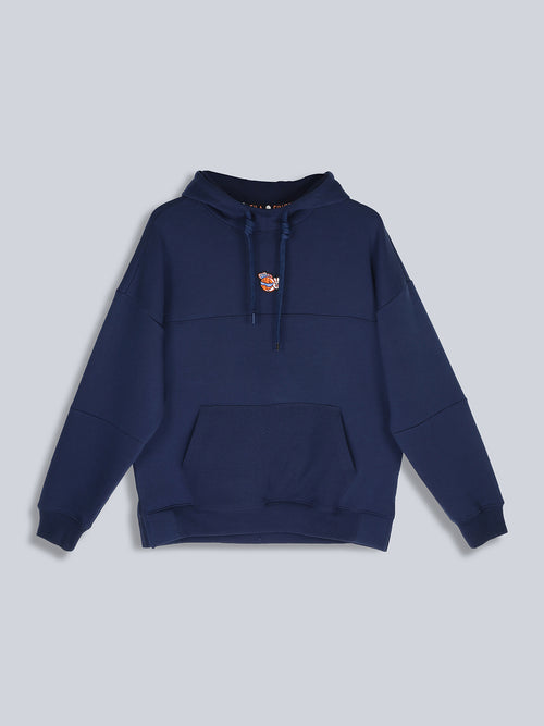 Fila Unisex Navy Blue Hoodie Loose Fit